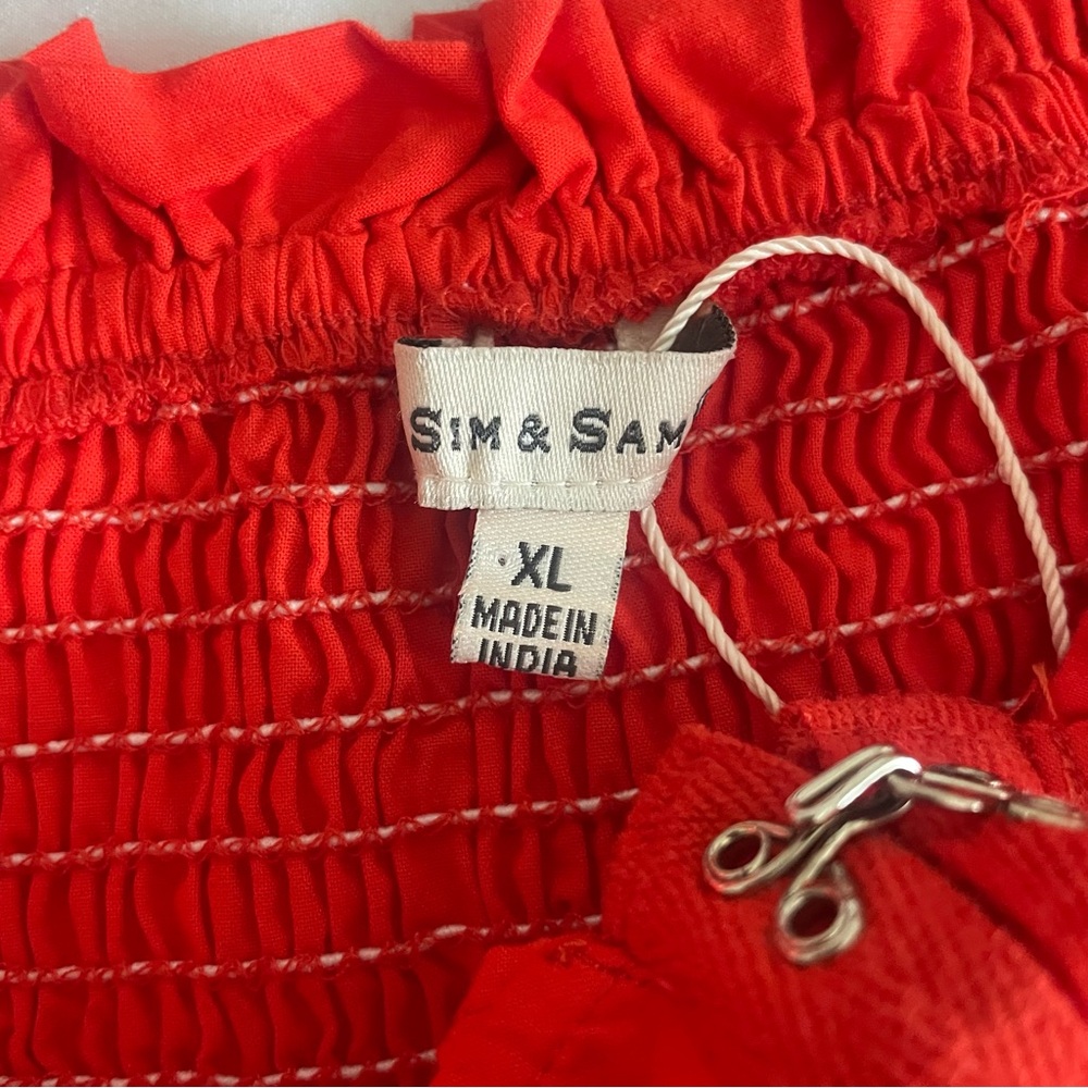 NWT Sim & Sam Red Ruffled Bustier Tank Top Red Hook Front Crop Size XL - Picture 3 of 5